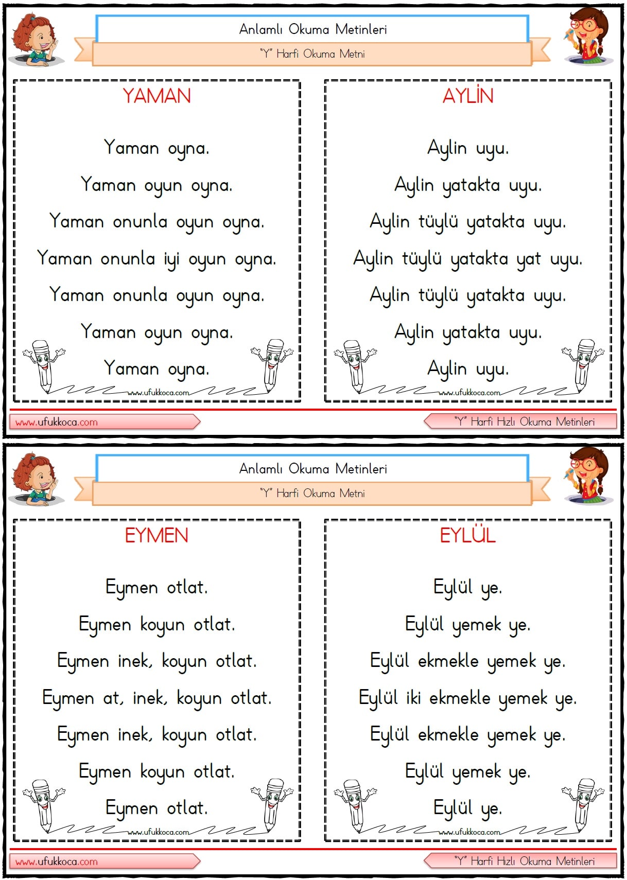 S N F Y Sesi H Zl Okuma Metinleri Defter Boyutunda Adet Metin